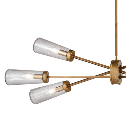 6 Light Chandelier, Matte Gold