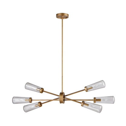 6 Light Chandelier, Matte Gold