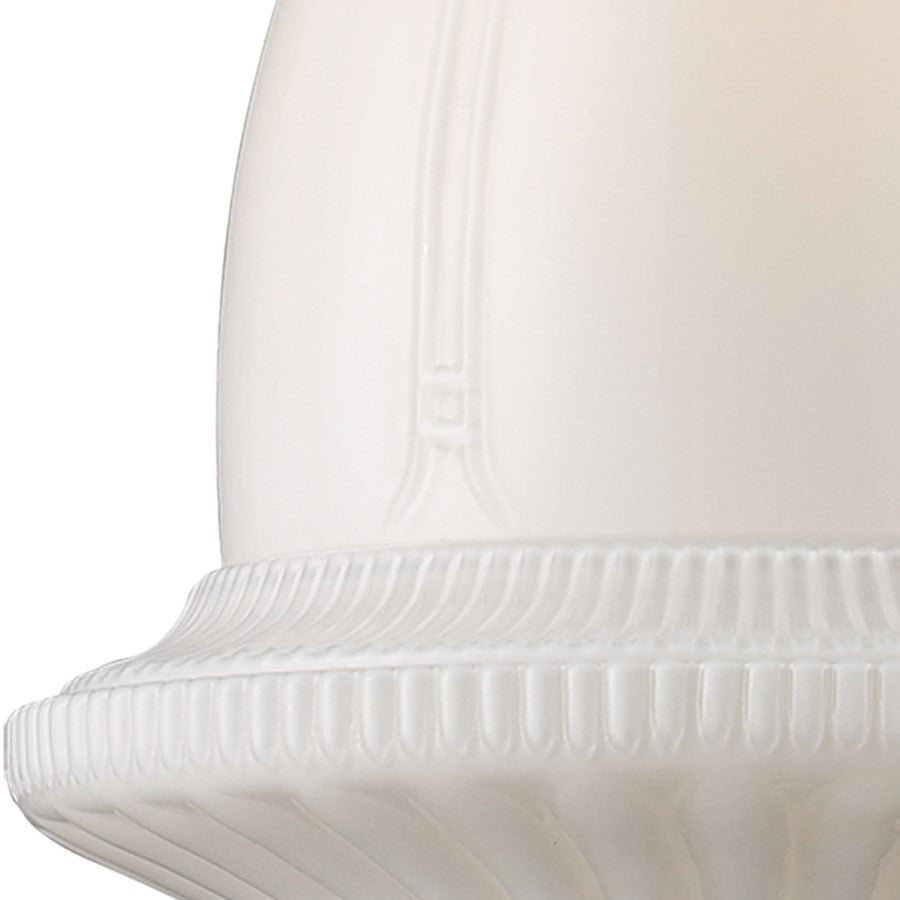 1 Light 12" Mini Pendant, White Glass