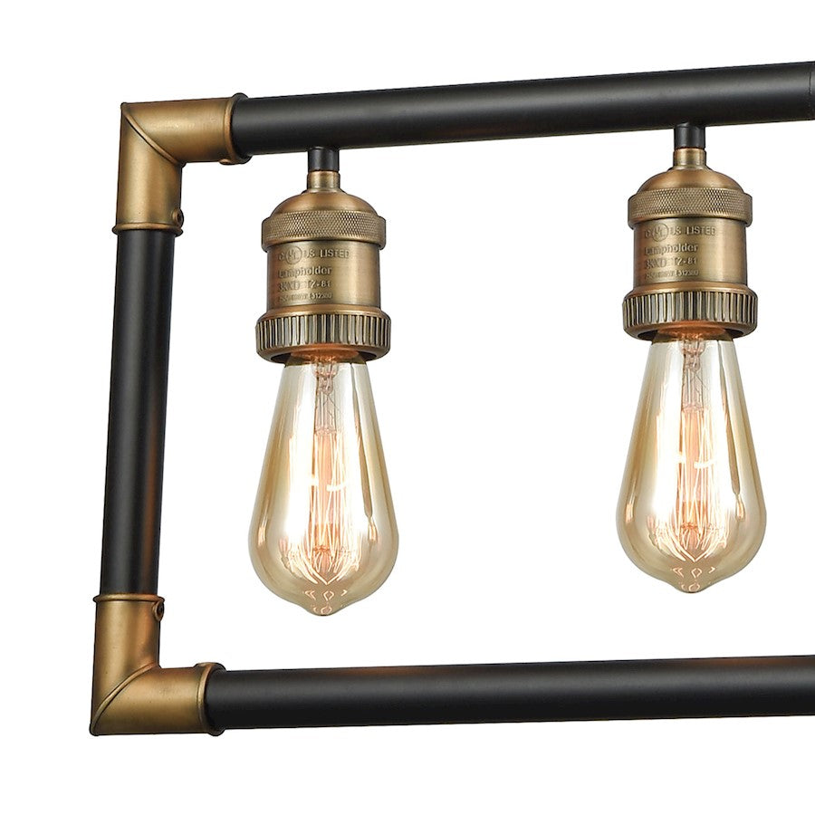 5-Light Linear Chandelier, Brass & Bronze