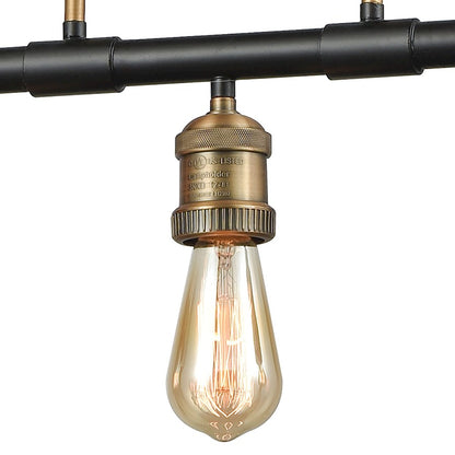 5-Light Linear Chandelier, Brass & Bronze