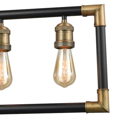 5-Light Linear Chandelier, Brass & Bronze