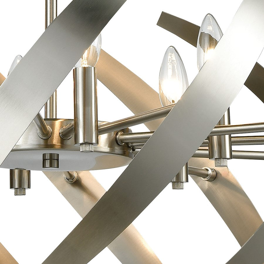 6 Light Chandelier, Satin Nickel