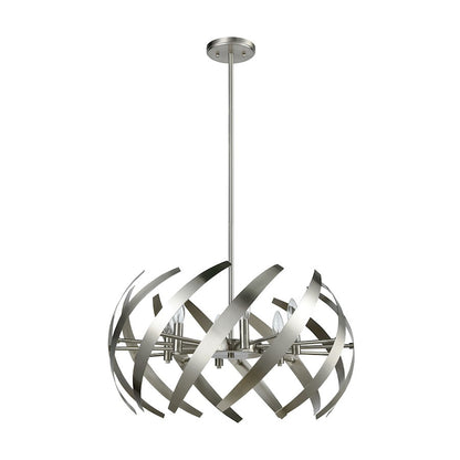 6 Light Chandelier, Satin Nickel