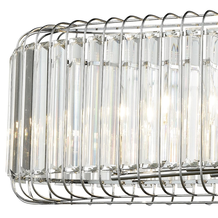 6 Light Linear Chandelier, Chrome