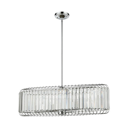 6 Light Linear Chandelier, Chrome