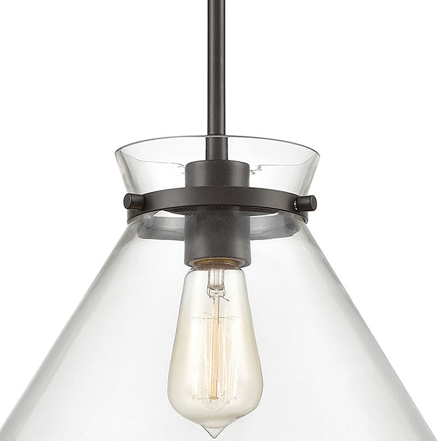 1 Light Mini Pendant, Bronze/Clear