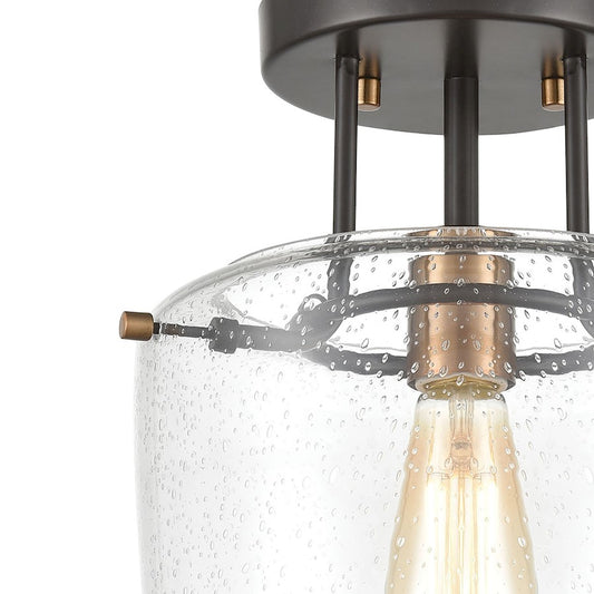 ELK Lighting Jake 1-Light Semi Flush Mount, Seedy Glass