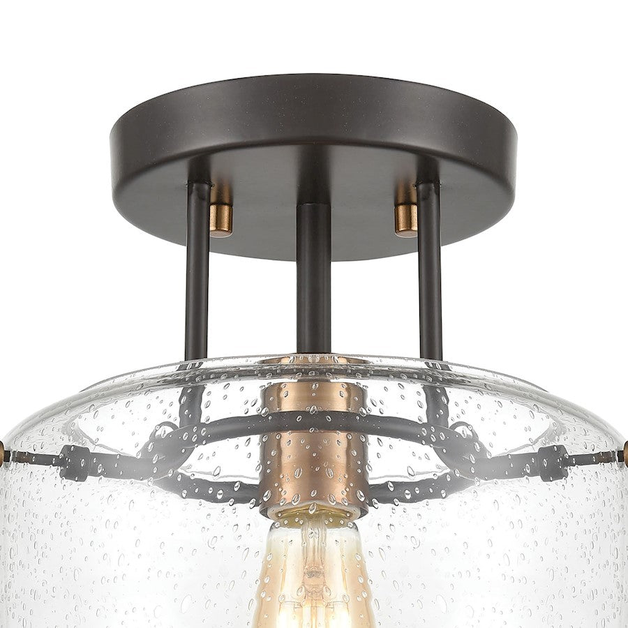 ELK Lighting Jake 1-Light Semi Flush Mount, Seedy Glass