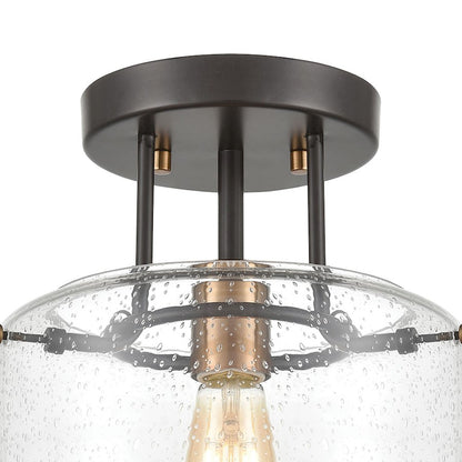 ELK Lighting Jake 1-Light Semi Flush Mount, Seedy Glass