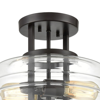 ELK Lighting Rover 2-Light Semi Flush Mount, Clear Glass