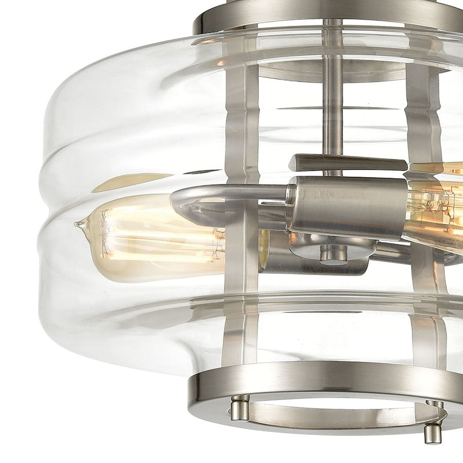 ELK Lighting Rover 2-Light Semi Flush Mount, Clear Glass