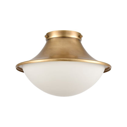 ELK Lighting Matterhorn 1-Light Flush, Natural Brass/Opal White