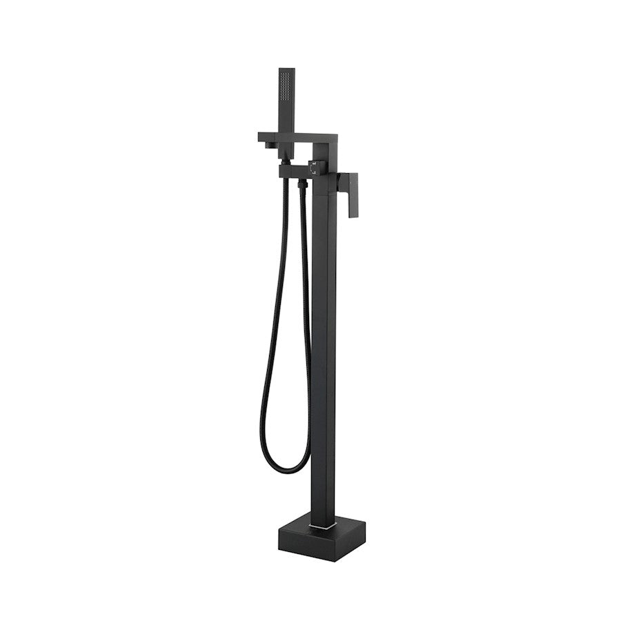 Henry Floor Mounted Roman Tub Faucet with Hand shower in Matte Black