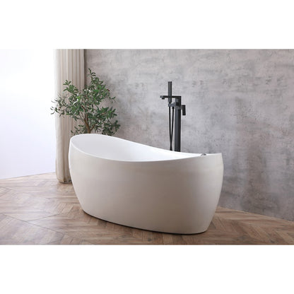 Henry Floor Mounted Roman Tub Faucet with Hand shower in Matte Black