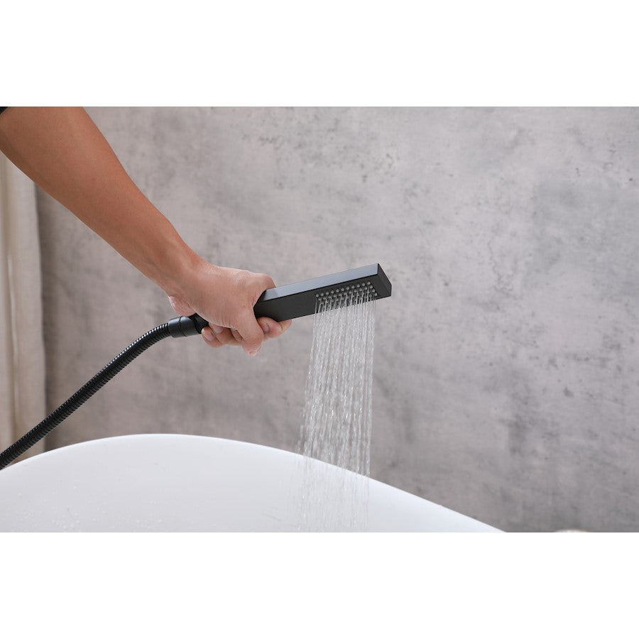 Henry Floor Mounted Roman Tub Faucet with Hand shower in Matte Black