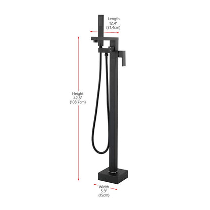 Henry Floor Mounted Roman Tub Faucet with Hand shower in Matte Black