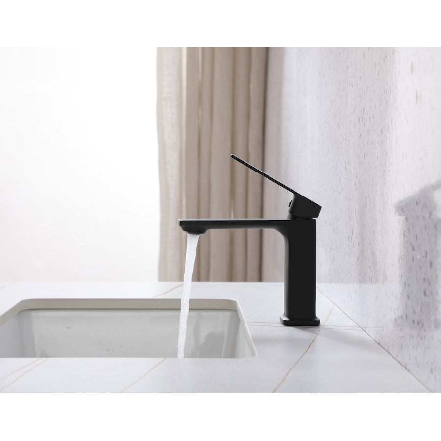 Lena Single Hole Single Handle Bathroom Faucet in Matte Black