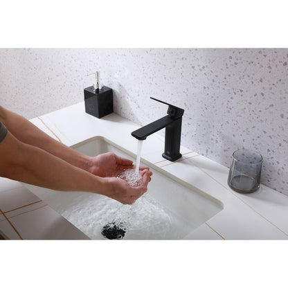 Lena Single Hole Single Handle Bathroom Faucet in Matte Black
