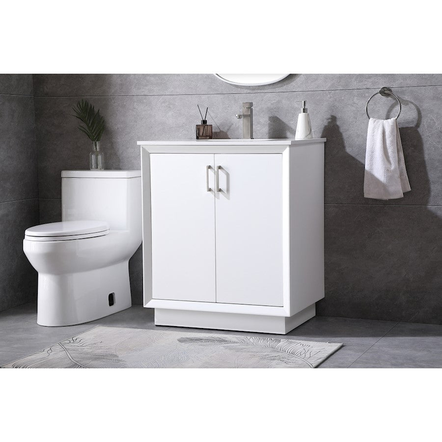 30 Inch SIngle Bathroom Vanity In White