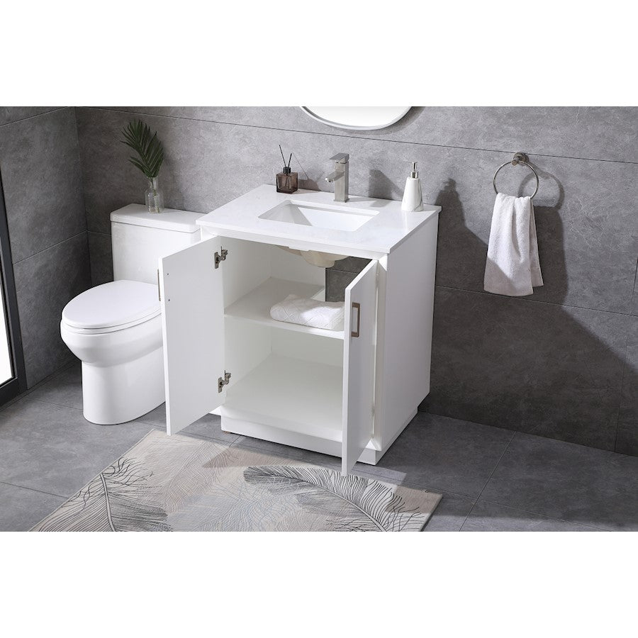 30 Inch SIngle Bathroom Vanity In White