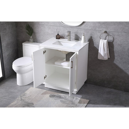 30 Inch SIngle Bathroom Vanity In White