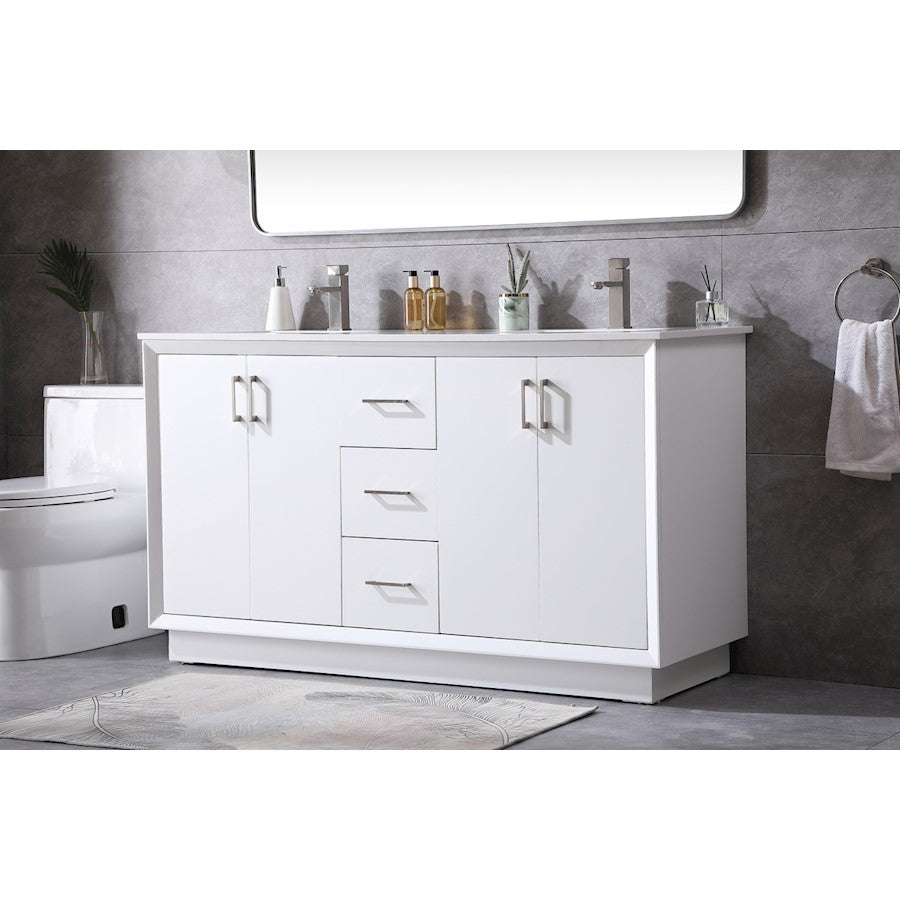 60 Inch Double Bathroom Vanity In White