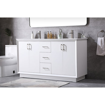 60 Inch Double Bathroom Vanity In White