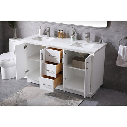 60 Inch Double Bathroom Vanity In White