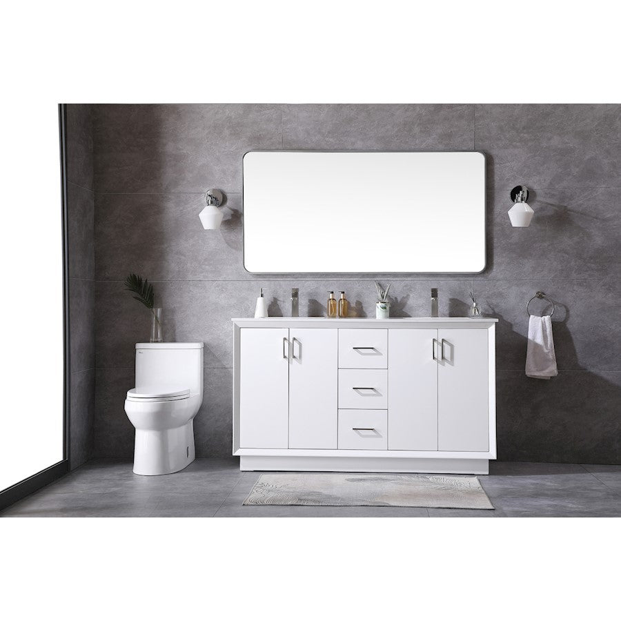 60 Inch Double Bathroom Vanity In White