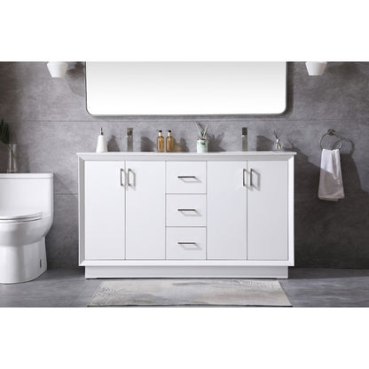 60 Inch Double Bathroom Vanity In White