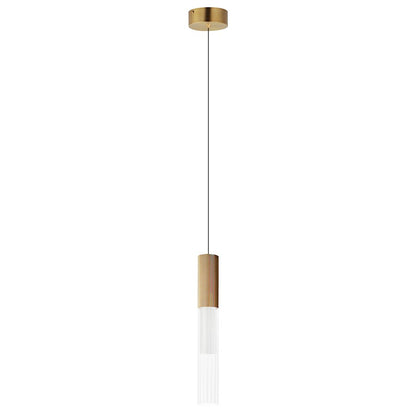 LED Pendant, Gold/Clear Ribbed