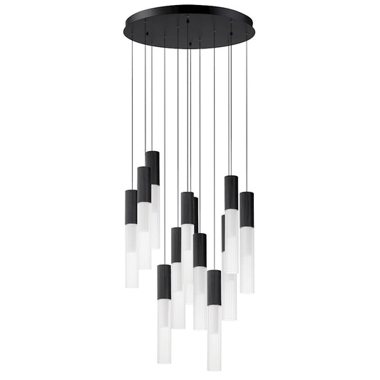 Pendant, Black/Clear Ribbed