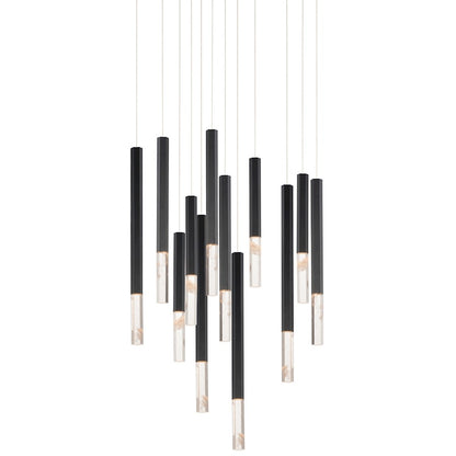 ET2 Lighting Diaphane 12 Light LED Pendant, Black/Rock Crystal