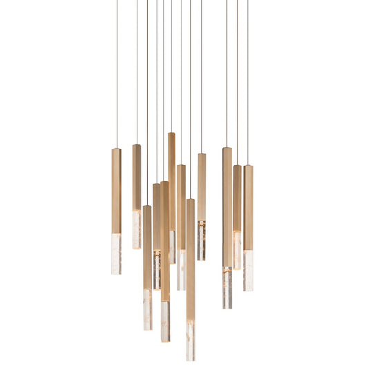 ET2 Lighting Diaphane 12 Light LED Pendant, Gold/Rock Crystal