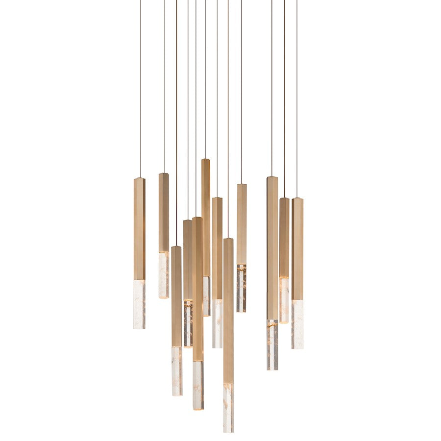 ET2 Lighting Diaphane 12 Light LED Pendant, Gold/Rock Crystal
