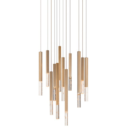 ET2 Lighting Diaphane 12 Light LED Pendant, Gold/Rock Crystal