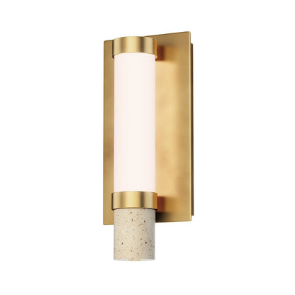 ET2 Lighting Travertine 2Lt LED Sconce, Travertine/Gold/White