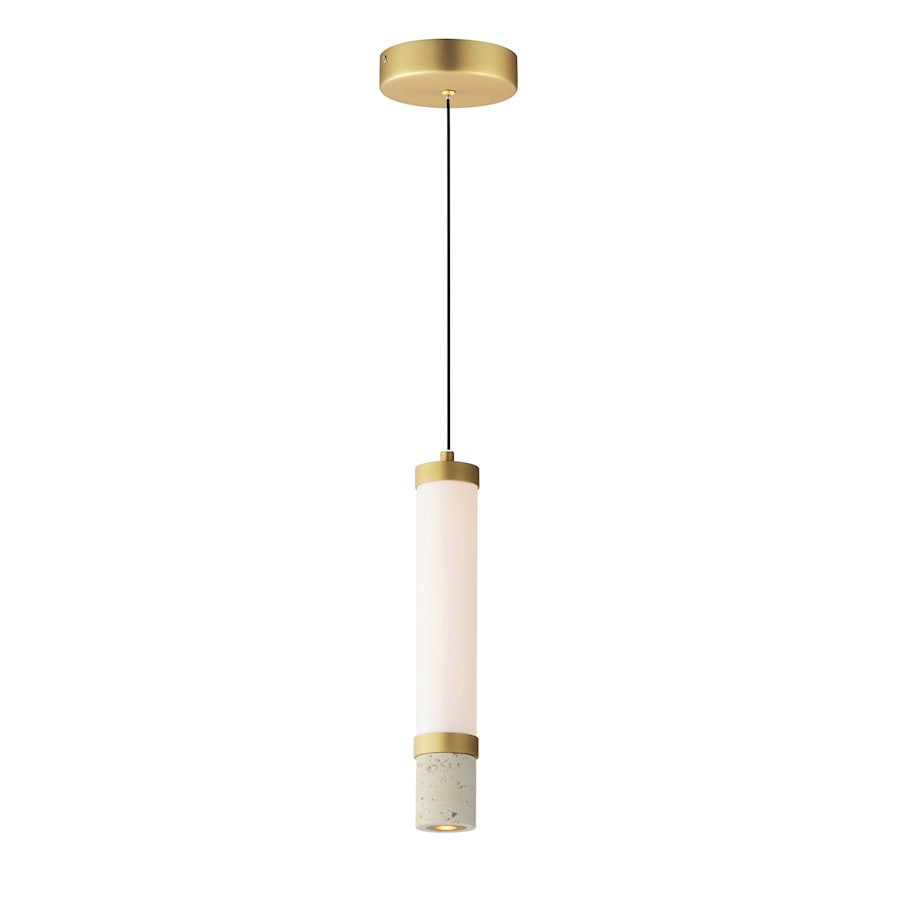 ET2 Lighting Travertine 2Lt LED Pendant, Travertine/Gold/White
