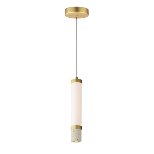 ET2 Lighting Travertine 2Lt LED Pendant, Travertine/Gold/White