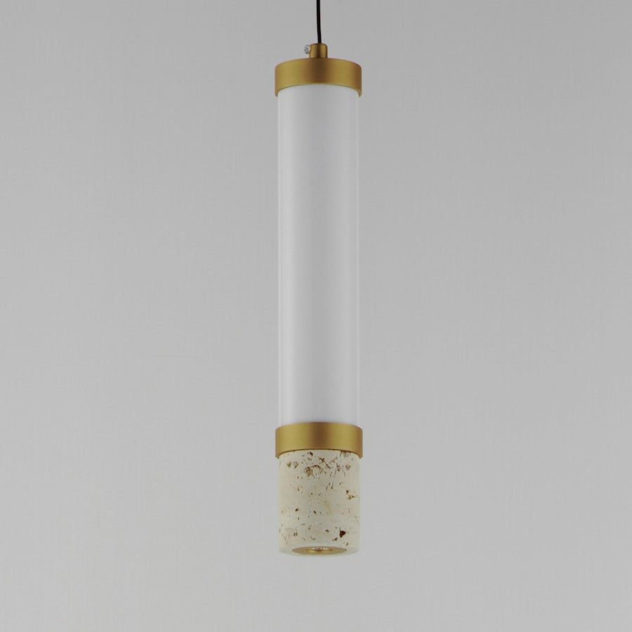 ET2 Lighting Travertine 2Lt LED Pendant, Travertine/Gold/White