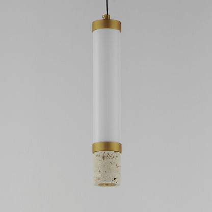 ET2 Lighting Travertine 2Lt LED Pendant, Travertine/Gold/White