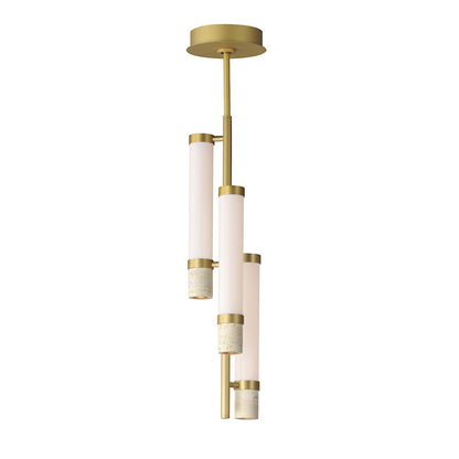 ET2 Lighting Travertine 3Lt LED Pendant, Travertine/Gold/White