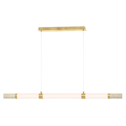 ET2 Travertine 3Lt Linear LED Pendant, Travertine/Gold/WH