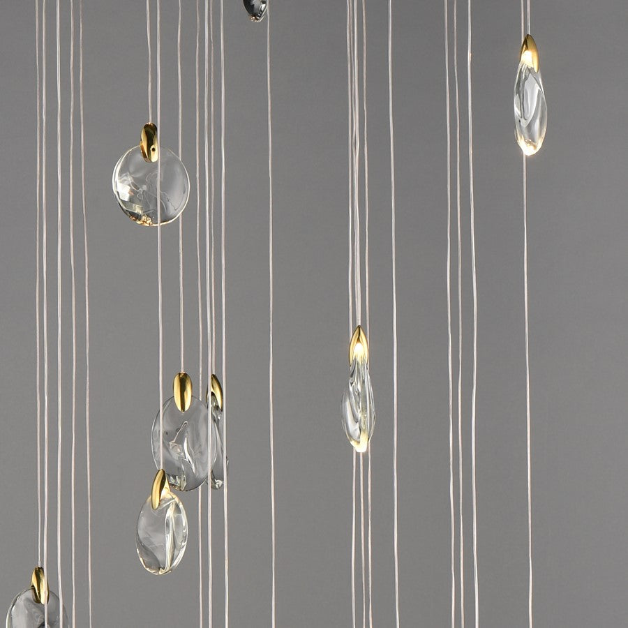 ET2 Lighting Pebble 30Lt LED Pendant, Black/Gold/Clear Crystal