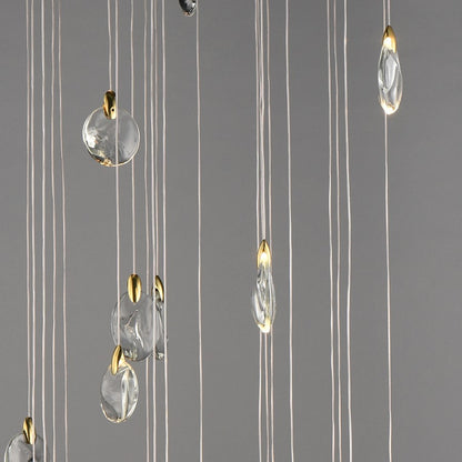 ET2 Lighting Pebble 30Lt LED Pendant, Black/Gold/Clear Crystal