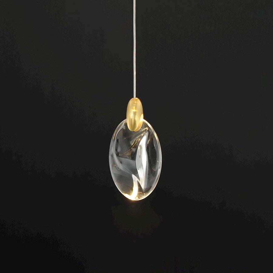 ET2 Lighting Pebble 1Lt LED Pendant, Black/Gold/Clear Crystal