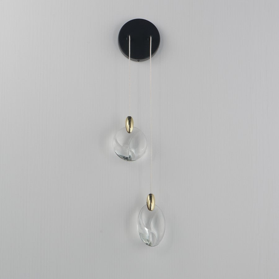 ET2 Lighting Pebble 2Lt Wall Sconce, Black/Gold/Clear Crystal