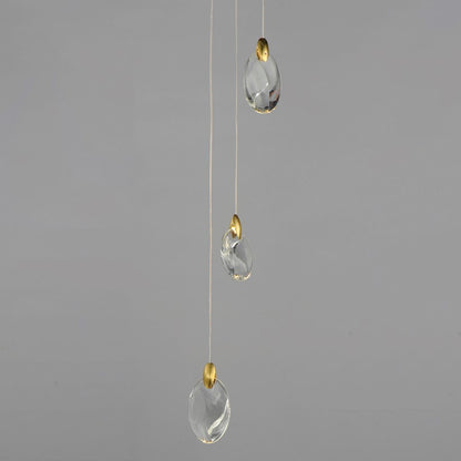 ET2 Lighting Pebble 3Lt LED Pendant, Black/Gold/Clear Crystal