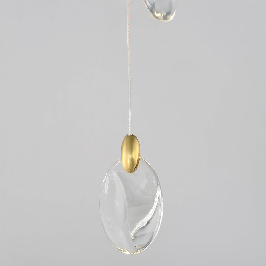 ET2 Lighting Pebble 3Lt LED Pendant, Black/Gold/Clear Crystal